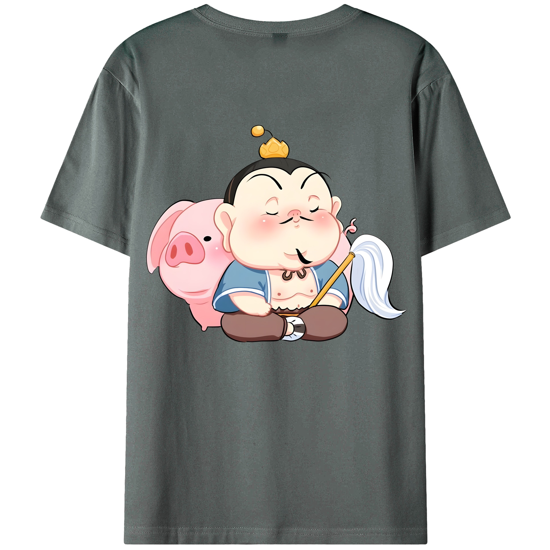 （画像用） Ne Zha 2 ナタ 魔童の大暴れ 綿100％ メンズ半袖Tシャツ（バックプリント） 通気性